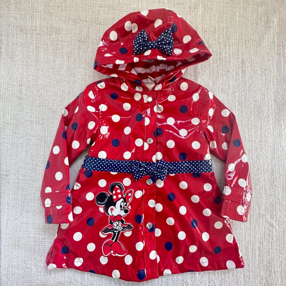 Disney Red Minnie Mouse Raincoat EUC Size 2